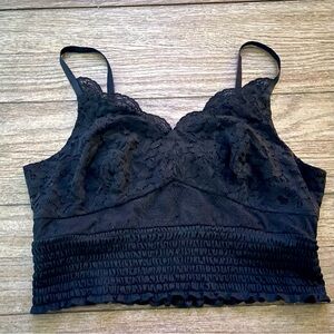 Lace smocked crop top